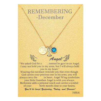 Memorial Miscarriage Gift Necklace - Guardian Angel Footprint Pendant with December Birthstone for Grieving Mothers