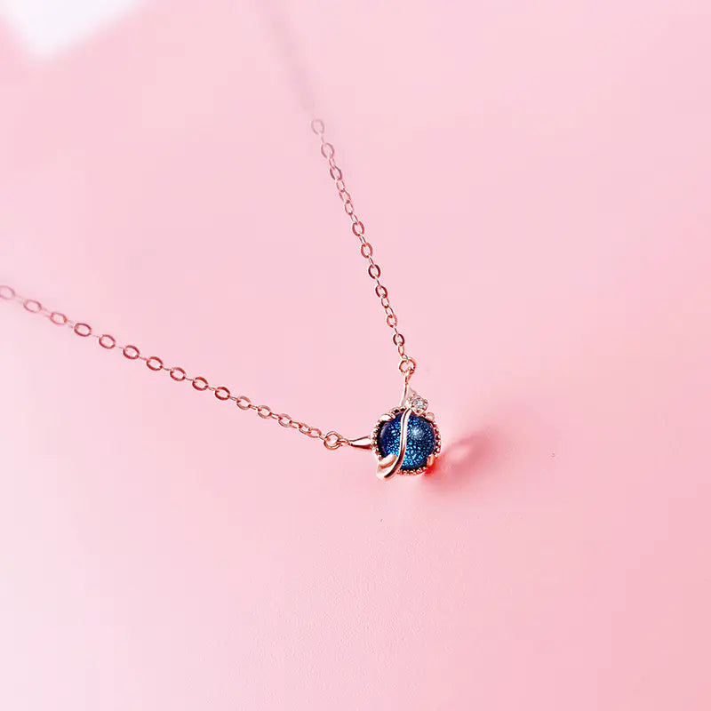 925 Silver Glass Demon Eye Necklace for Girls