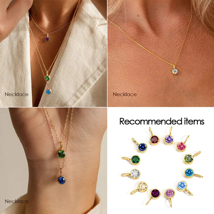 8mm Birthstone Pendant - Stainless Steel Charm for Necklace & DIY Jewelry