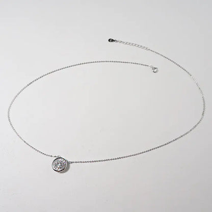 Silver Zircon Circle Pendant Necklace - Adjustable Choker Necklace for Women | Elegant Crystal Jewelry