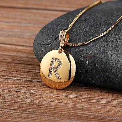 Girls' Personalized Bronze Monogram Necklace | School Jewelry | Lightweight Titanium Steel