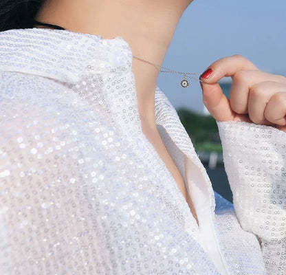 Eye of the Demon Evil Eye Pendant Necklace for Women – Minimal Geometric Silver Plated Chain (Platinum, Rose Gold, Gold)