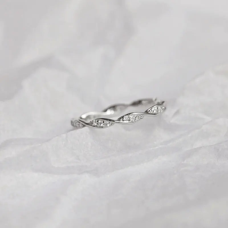 S925 Sterling Silver Twisted Diamond Adjustable Ring