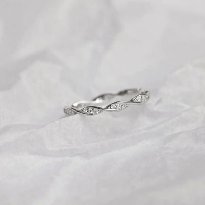 S925 Sterling Silver Twisted Diamond Adjustable Ring
