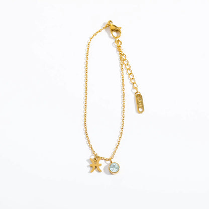 Zodiac Birthstone Charm Bracelet for Women – Stainless Steel 12 Constellations Jewelry