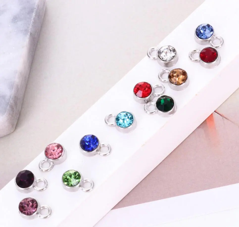 Personalized Birthstone Necklace with Heart Charm & Letter - Custom Stainless Steel Jewelry Gift