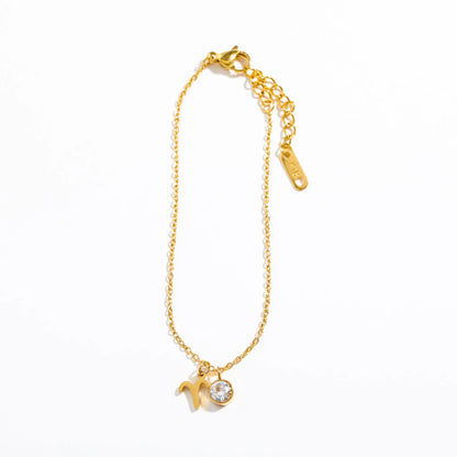 Zodiac Birthstone Charm Bracelet for Women – Stainless Steel 12 Constellations Jewelry