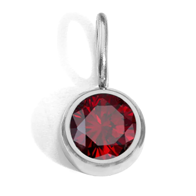 8mm Birthstone Pendant - Stainless Steel Charm for Necklace & DIY Jewelry